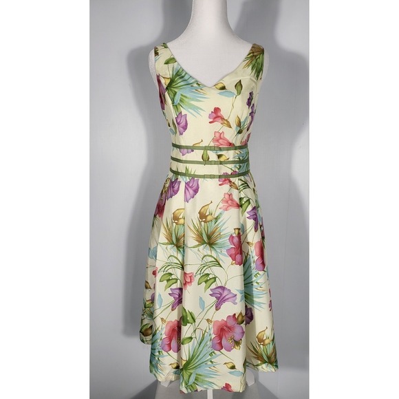 Scarlett Vintage Elegant Midi Floral Print Dress Sleeveless Size 4 - Picture 6 of 16